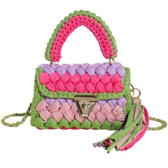 NEW Chunky Knit Crochet Crossbody Bag – Colorful, Unique & Handmade Look! - Picture 1 of 14